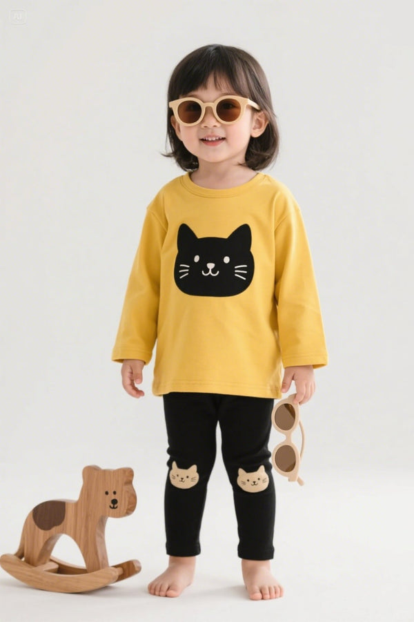 All-Weather Kids Tracksuit – Full Sleeve Sweat Shirt and Black Trouser Set for Active Boys & Girls