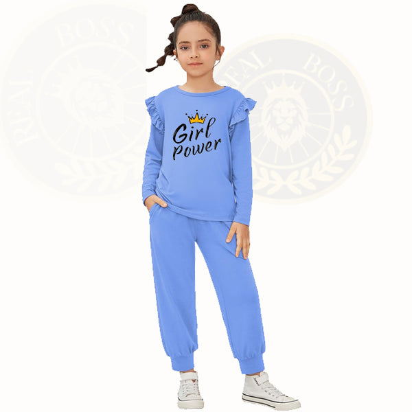 Girl Power Kids 2-Piece Outfit – Stylish Full Sleeve T-Shirt & Trouser Set