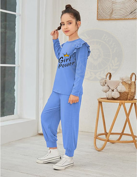 Girl Power Kids 2-Piece Outfit – Stylish Full Sleeve T-Shirt & Trouser Set