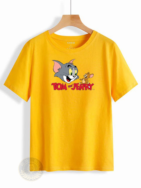 Kids’ Summer Tracksuit – Yellow Tom & Jerry T-Shirt with Black Trouser
